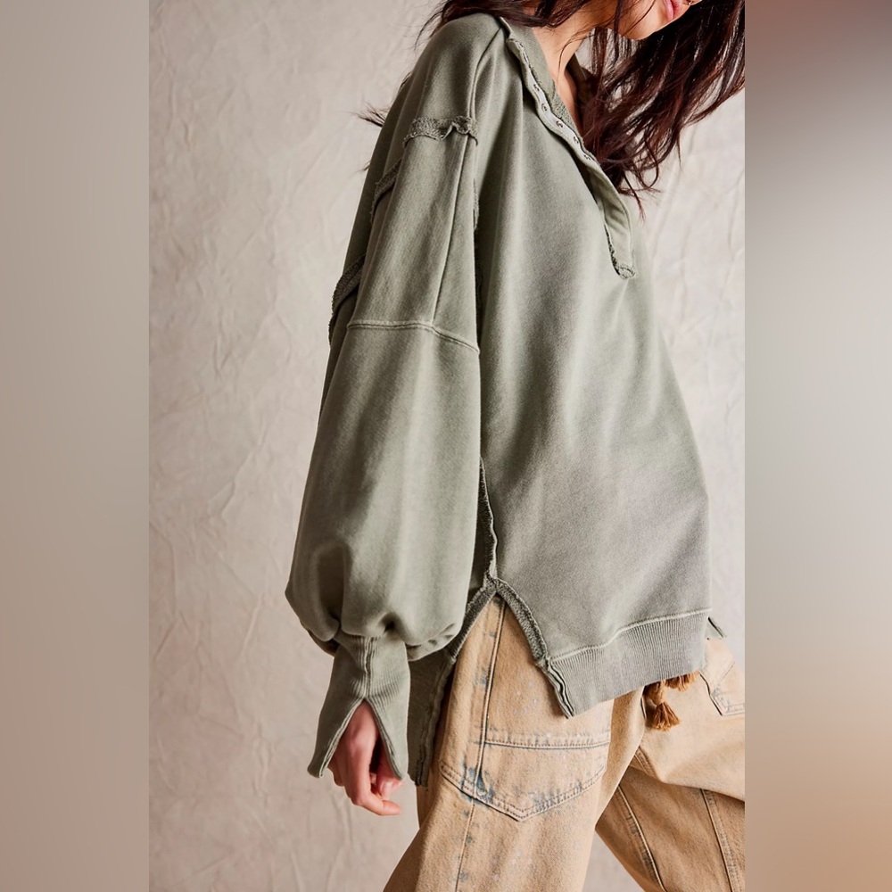 Free people movement Camden Henley sweatshirt in Laurel Oak - Picture 3 of 6